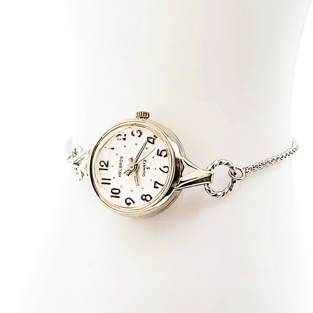 Helbros 10k White Gold Vintage Mechanical Ladies Watch