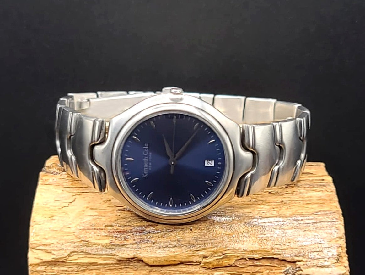 Kenneth Cole-Classy Solid Brass Restored Mens Quartz Analog Watch With Date Display