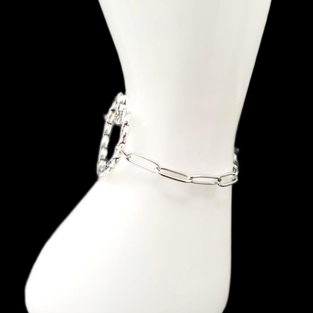 Large Heart Paper Chain Bracelet In Stainless Steel