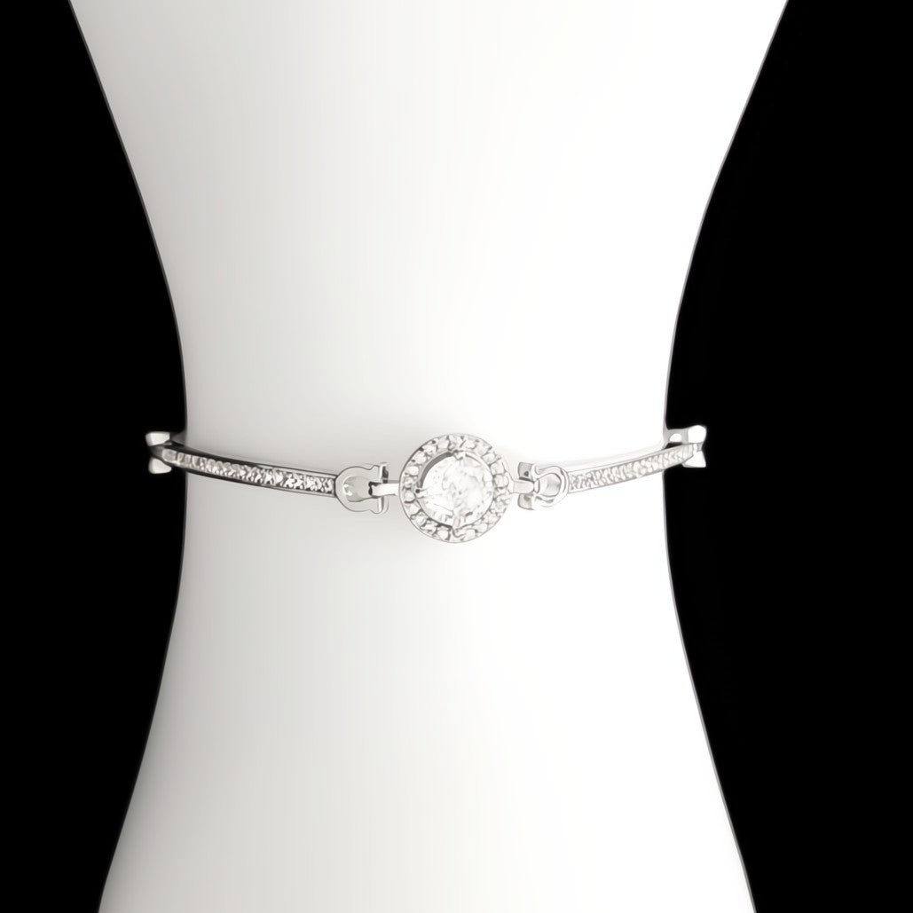 Moissanite Bracelet-Pave Bar With Chain in 925 Sterling Size 7.5 Adjustable