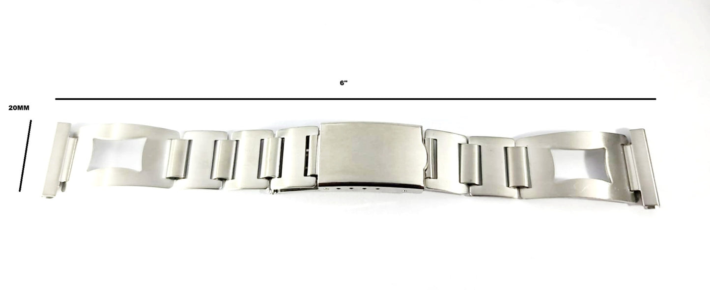 Stainless Steel Classy Cutout Style Watch Band for 20mm Watch Bands