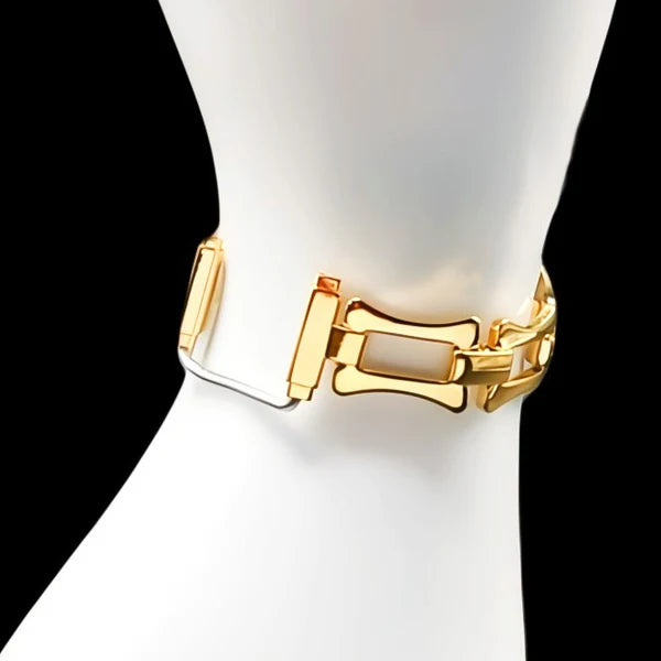 Gold Color Stainless Steel Link Womens Watch Band With Fold Over Clasp For 12-14mm Watch Lugs