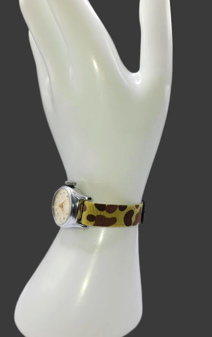 Vintage Style Retro One Piece Nylon Sport Watch Bands in Camo for 12mm Watch Lugs