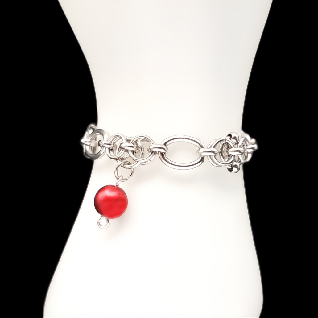 Stainless and Sterling Necklace and Bracelet Set