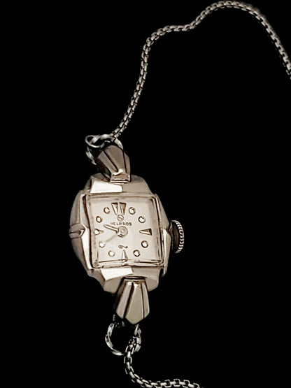 Helbros 10k White Gold Vintage Mechanical Ladies Watch