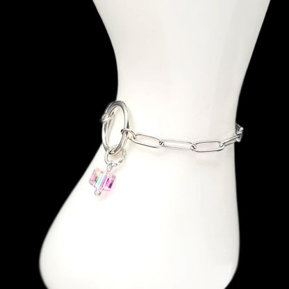 Geometric Charm Ring Bracelet With Paperclip Chain Bracelet