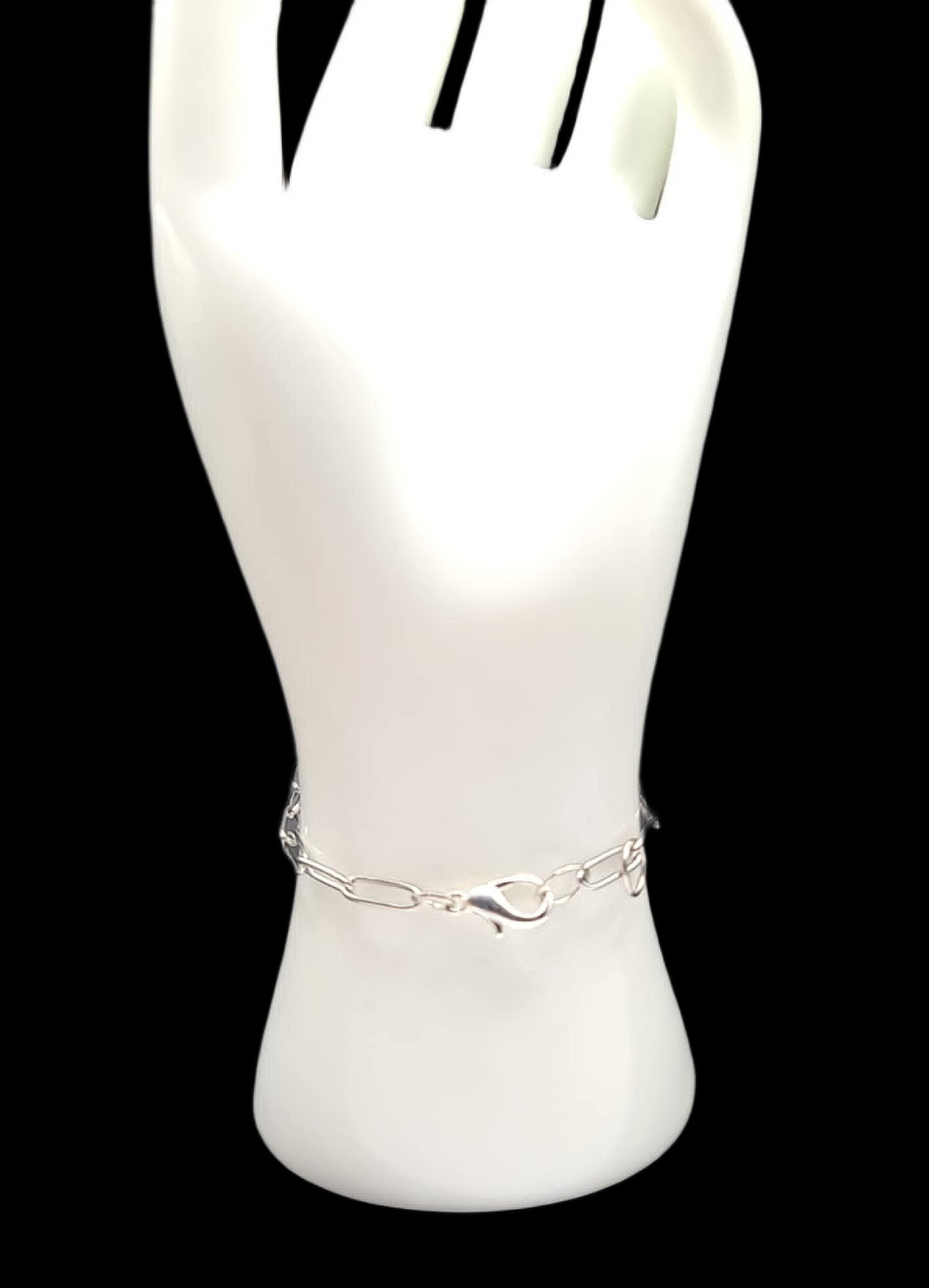 Geometric Charm Ring Bracelet With Paperclip Chain Bracelet