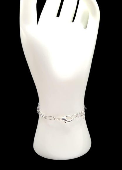 Geometric Charm Ring Bracelet With Paperclip Chain Bracelet