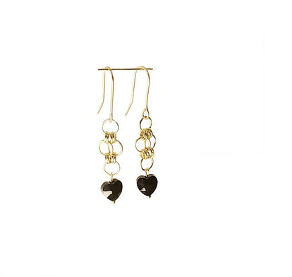 De' Medici Black Heart Collection-Bracelet & Earring Set in 14k gold plate, 14k gold fill & brass