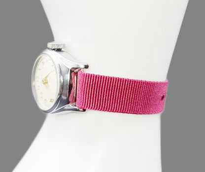 Vintage Style Retro One Piece Nylon Sport Watch Bands in Pastel Plum for 12mm Watch Lugs