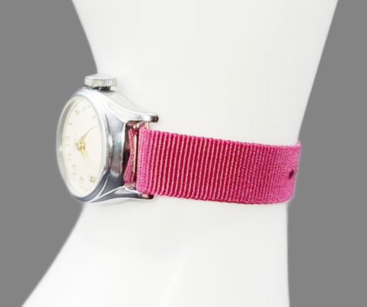 Vintage Style Retro One Piece Nylon Sport Watch Bands in Pastel Plum for 12mm Watch Lugs
