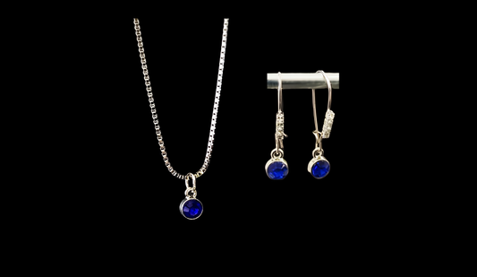 Birthstone Sets-September in Stainless & 14k White Gold Plate