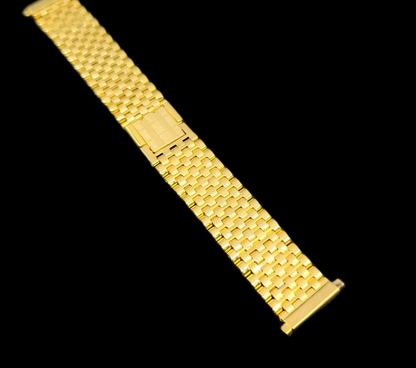 Classy Gold Stainless Steel Mens Watch Band With Fold Over Clasp For 18mm Watch Lugs