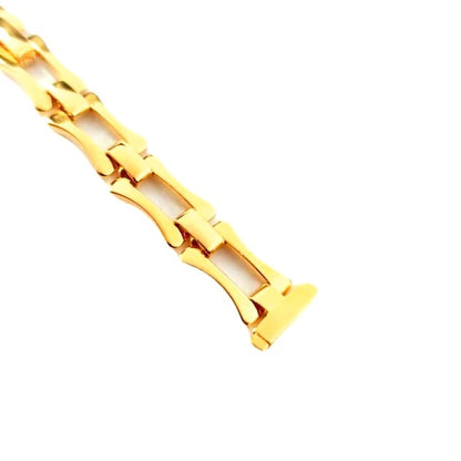 Gold Color Stainless Steel Link Womens Watch Band With Fold Over Clasp For 12-14mm Watch Lugs