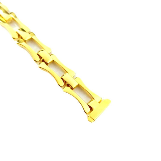 Gold Color Stainless Steel Link Womens Watch Band With Fold Over Clasp For 12-14mm Watch Lugs