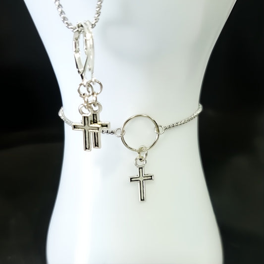 Cross Collection-Goth Crosses Set-Stainless Steel & Sterling Bracelet and Earrings Set