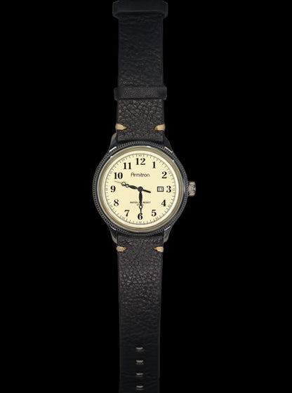 Large Mans Armitron Quartz Analog Date Display Watch With New up to 9" Ostrich Band
