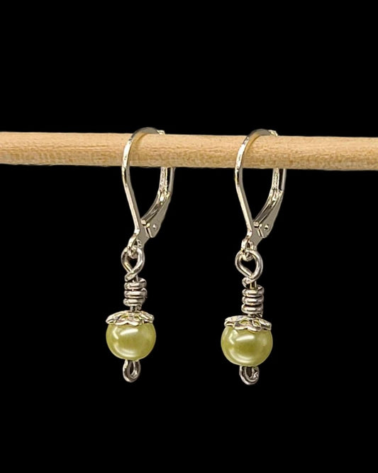 Pearls in Green-Earrings