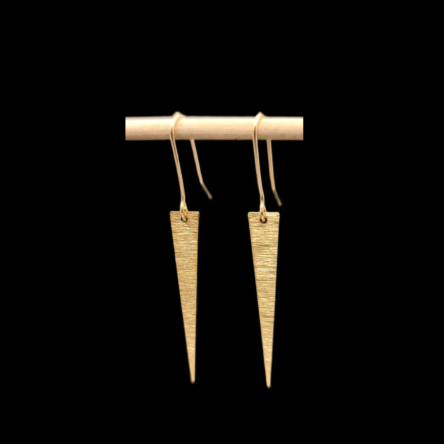 Geometric Spiked Triangles-Gold-Earrings