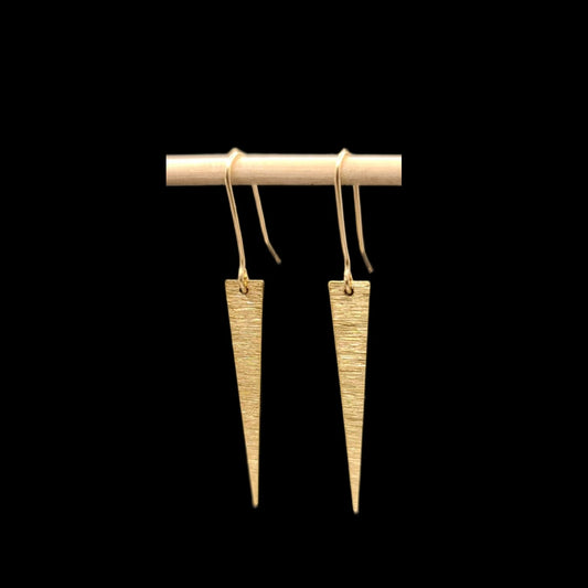 Geometric Spiked Triangles-Gold-Earrings