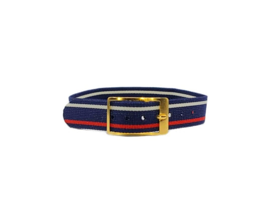 Vintage Style Retro One Piece Nylon Sport Watch Bands in Striped Red & Navy & White for 12mm Watch Lugs