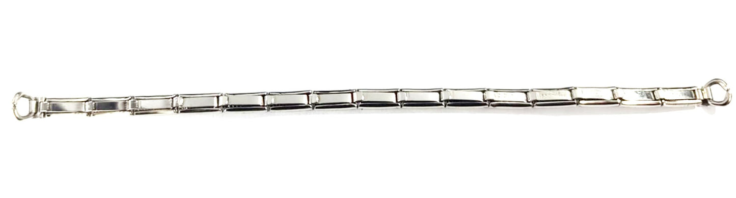 Vintage new unused stock Ladies ring style link flex watch band in stainless steel