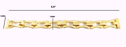 Gold Color Stainless Steel Link Womens Watch Band With Fold Over Clasp For 12-14mm Watch Lugs