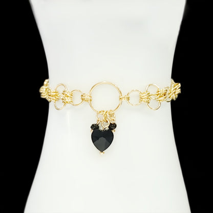 Black Heart Collection-Bracelet 14k gold plate & brass