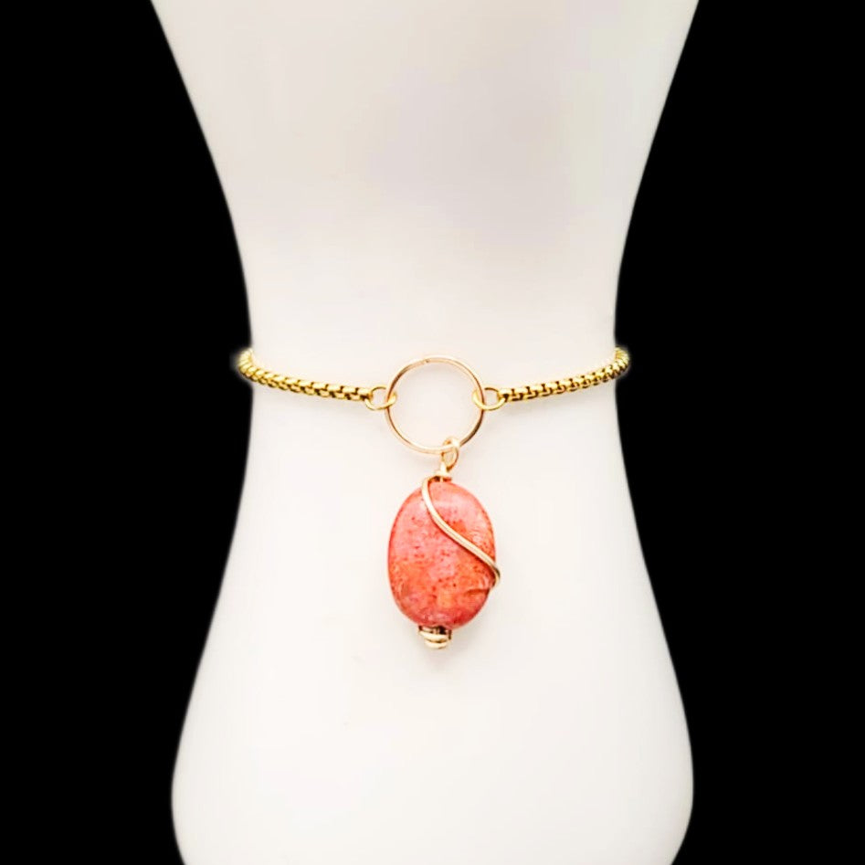 Red Stone Charm Symbol Slider Bracelet