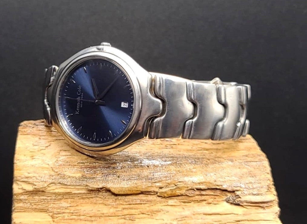 Kenneth Cole-Classy Solid Brass Restored Mens Quartz Analog Watch With Date Display