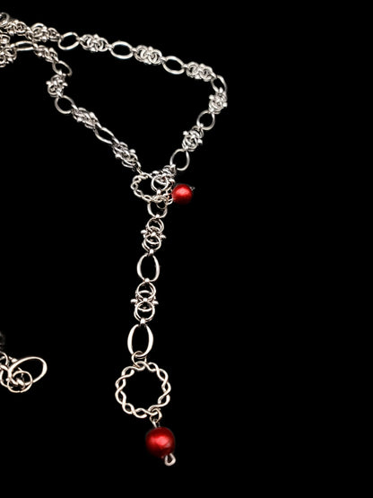 Stainless and Sterling Necklace and Bracelet Set