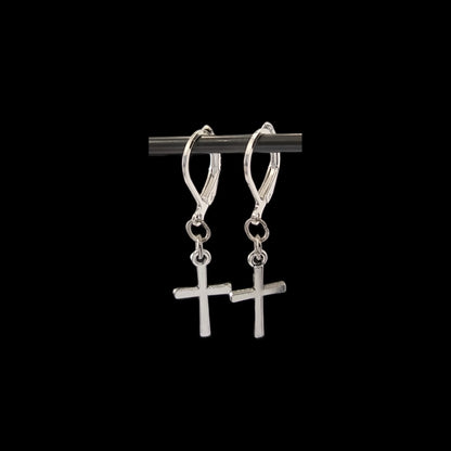 Cross Collection-Stainless & Sterling Simple Silver Cross Set of Earrings & Bracelet