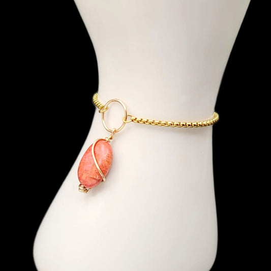 Red Stone Charm Symbol Slider Bracelet