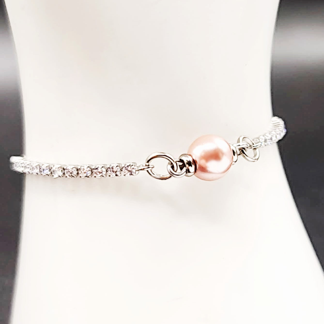 Pink Pearls-Set in Moissanite & Sterling Earrings, Bracelet & Necklace