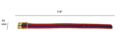 Vintage Style Retro One Piece Nylon Sport Watch Bands in Striped Red, Green & Purple for 12mm Watch Lugs