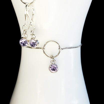 Amethyst - February Birthstone Set of Earrings & Bracelet in Sterling Silver & Stainless Steel