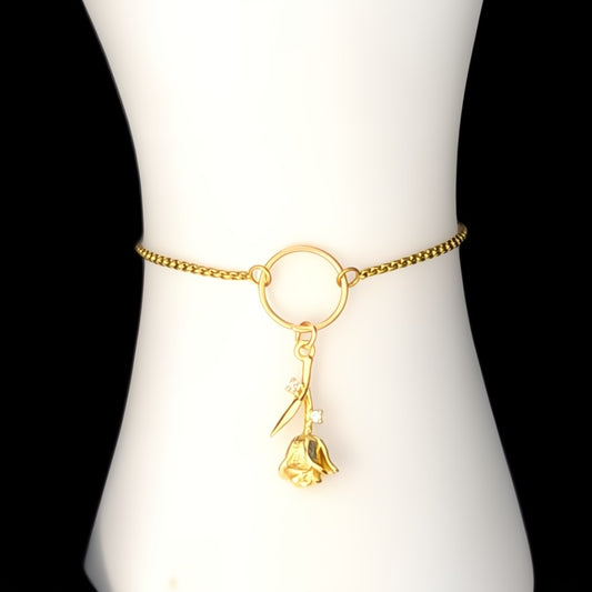 Gold Rose With Cubic Zirconia-Bracelet