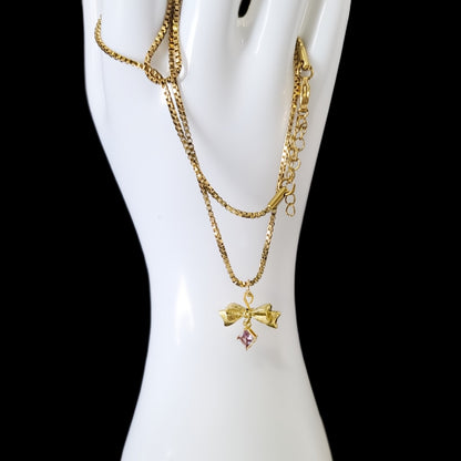 Amethyst & Bows-Set of Earrings, Bracelet & Necklace in 14k gold plate, 14k gold fill, Brass & Stainless Steel