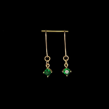 Emerald - May Birthstone Set of Earrings & Bracelet in Brass, 14k gold plate & 14k gold fill