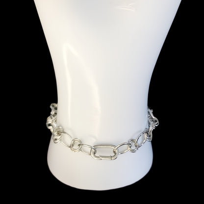 Silver Cross & Black Heart Jewelry Collection-Earrings and Bracelet in Chain Maille