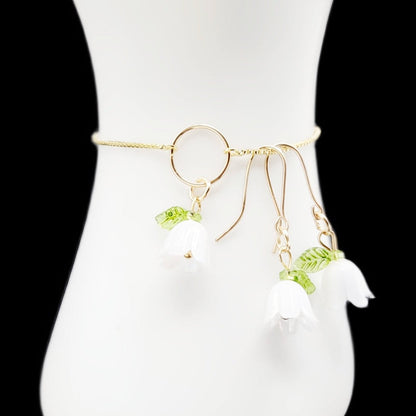 Bellflowers in White-Set Earrings & Bracelet