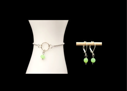 Green Spheres-Set Earrings & Bracelet