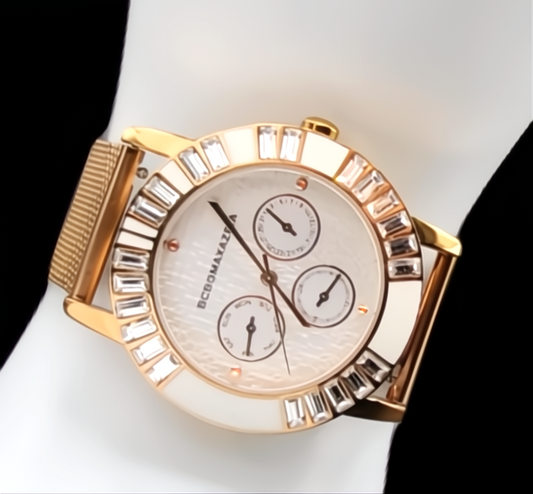 BCBGMAXAZRIA Ladies Rose Gold Quartz Analog Crystal Watch