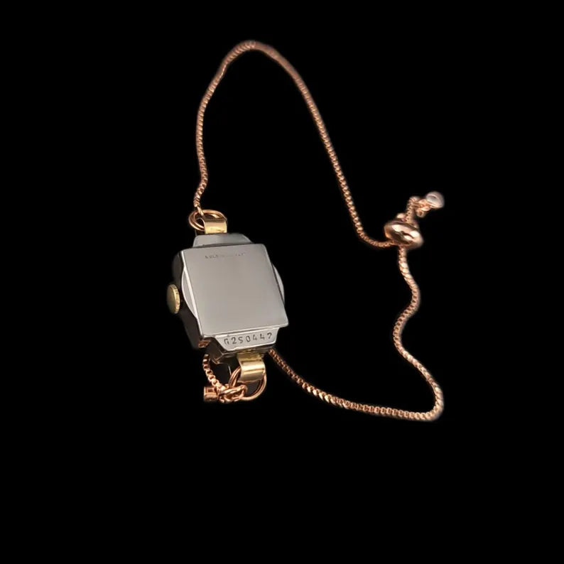 Rose Gold Vintage Bulova Womens Mechanical Watch With Moissanite Charm