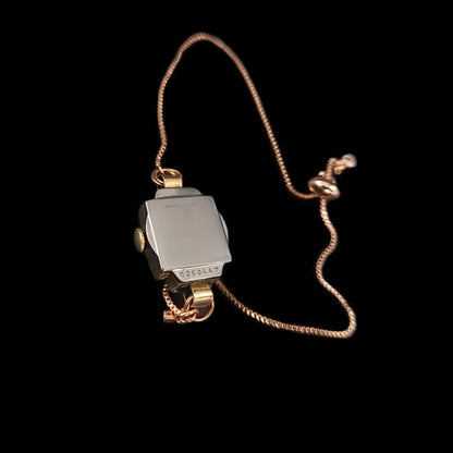Rose Gold Vintage Bulova Womens Mechanical Watch With Moissanite Charm