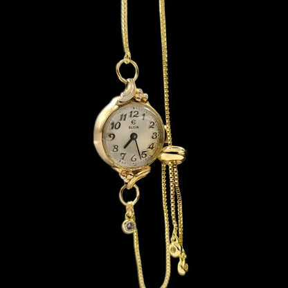 Elgin 10k Gold Plated Vintage Ladies Jewelled Mechanical Watch