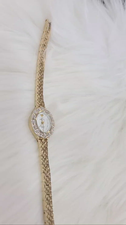 Jules Jurgensen Vintage Ladies Diamond Quartz Brass Watch
