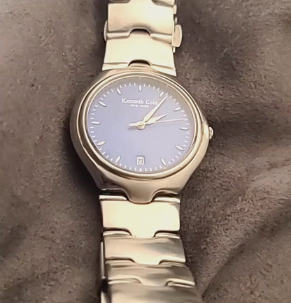 Kenneth Cole-Classy Solid Brass Restored Mens Quartz Analog Watch With Date Display
