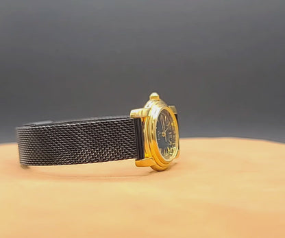 ESQ by Movado Ladies Classy Black & Gold Quartz Watch
