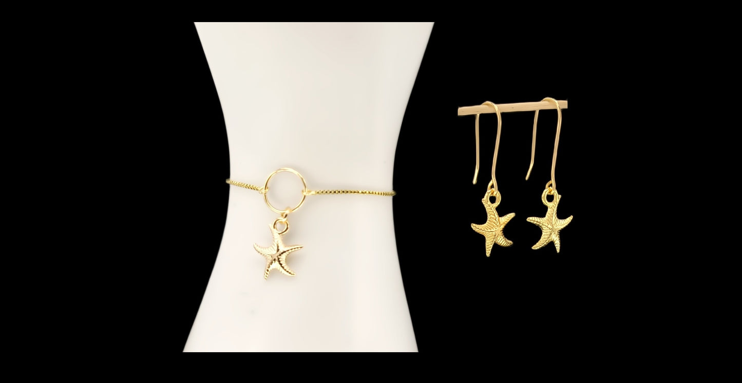 Starfish-Set Earrings & Bracelet